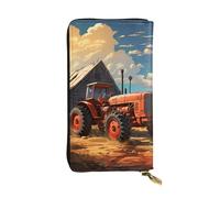 YYHWHJDE Portefeuille long en cuir de qualité avec image de tracteur rouge de la ferme conçu pour les filles et les femmes tendance 19 x 10,5 cm, Noir , Taille unique