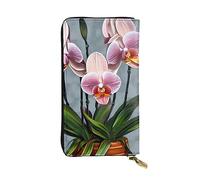 YYHWHJDE Portefeuille long en cuir de qualité avec image d'orchidées florales - Conçu pour les filles et les femmes - Élégant - 19 x 10,5 cm, Noir , Taille unique