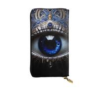 YYHWHJDE Portefeuille long en cuir de qualité avec image du mauvais œil conçu pour les filles et les femmes tendance 19 x 10,5 cm, Noir , Taille unique