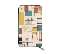 YYHWHJDE Portefeuille long en cuir de qualité avec image moderne du milieu du siècle, conçu pour les filles et les femmes, élégant 19 x 10,5 cm, Noir , Taille unique