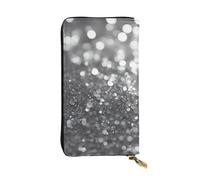 YYHWHJDE Portefeuille long en cuir de qualité avec impression à paillettes argentées brillantes - Conçu pour les filles et les femmes - Élégant - 19 x 10,5 cm - Noir - Taille unique, noir, One Size