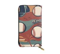 YYHWHJDE Portefeuille long en cuir de qualité avec impression de baseball rétro pour filles et femmes 19 x 10,5 cm, Noir , Taille unique