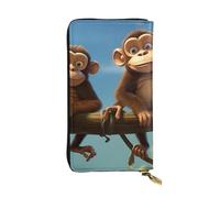 YYHWHJDE Portefeuille long en cuir de qualité avec impression de deux singes pour filles et femmes 19 x 10,5 cm, Noir , Taille unique