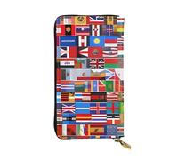 YYHWHJDE Portefeuille long en cuir de qualité avec impression de drapeaux pour filles et femmes 19 x 10,5 cm, Noir , Taille unique