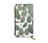 YYHWHJDE Portefeuille long en cuir de qualité avec impression de feuilles d'eucalyptus pour filles et femmes, élégant 19 x 10,5 cm, Noir , Taille unique