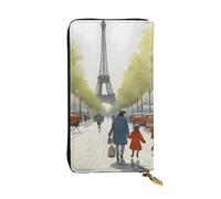 YYHWHJDE Portefeuille long en cuir de qualité avec impression de la Tour Eiffel de Paris Street Scene pour filles et femmes 19 x 10,5 cm, Noir , Taille unique