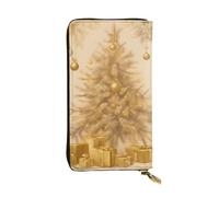 YYHWHJDE Portefeuille long en cuir de qualité avec impression de Noël en soie dorée conçue pour les filles et les femmes à la mode, élégant, 19 x 10,5 cm, noir, taille unique