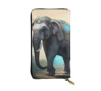 YYHWHJDE Portefeuille long en cuir de qualité avec impression d'éléphants asiatiques pour filles et femmes 19 x 10,5 cm, Noir , Taille unique