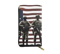 YYHWHJDE Portefeuille long en cuir de qualité avec impression du jour commémoratif des soldats militaires américains, conçu pour les filles et les femmes, élégant 19 x 10,5 cm, Noir , Taille unique