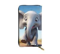 YYHWHJDE Portefeuille long en cuir de qualité avec impression éléphant de dessin animé, conçu pour les filles et les femmes, élégant 19 x 10,5 cm, Noir , Taille unique
