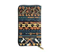 YYHWHJDE Portefeuille long en cuir de qualité avec impression ethnique tribale africaine pour filles et femmes 19 x 10,5 cm, Noir , Taille unique