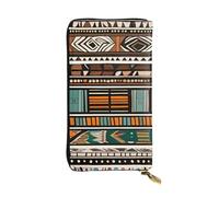 YYHWHJDE Portefeuille long en cuir de qualité avec impression ethnique tribale africaine pour filles et femmes 19 x 10,5 cm, Noir , Taille unique