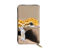 YYHWHJDE Portefeuille long en cuir de qualité avec impression gecko léopard sable pour filles et femmes 19 x 10,5 cm, Noir , Taille unique