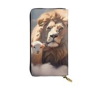 YYHWHJDE Portefeuille long en cuir de qualité avec imprimé agneau avec un lion sur les nuages, conçu pour les filles et les femmes, élégant 19 x 10,5 cm, Noir , Taille unique
