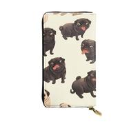 YYHWHJDE Portefeuille long en cuir de qualité avec imprimé chien carlin noir mignon conçu pour les filles et les femmes tendance 19 x 10,5 cm, Noir , Taille unique