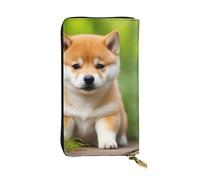 YYHWHJDE Portefeuille long en cuir de qualité avec imprimé chien Shiba Inu - Pour filles et femmes - 19 x 10,5 cm, Noir , Taille unique