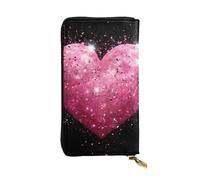 YYHWHJDE Portefeuille long en cuir de qualité avec imprimé cœur rouge et rose pailleté pour filles et femmes 19 x 10,5 cm, Noir , Taille unique