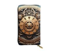 YYHWHJDE Portefeuille long en cuir de qualité avec imprimé engrenages steampunk cool pour filles et femmes tendance 19 x 10,5 cm, Noir , Taille unique