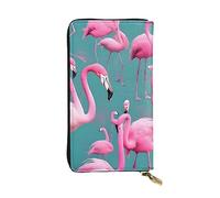 YYHWHJDE Portefeuille long en cuir de qualité avec imprimé flamants roses - 19 x 10,5 cm, Noir , Taille unique