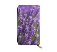 YYHWHJDE Portefeuille long en cuir de qualité avec imprimé jardin lavande violet pour filles et femmes 19 x 10,5 cm, Noir , Taille unique