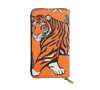 YYHWHJDE Portefeuille long en cuir de qualité avec imprimé léopard et tigre orange pour filles et femmes 19 x 10,5 cm, Noir , Taille unique