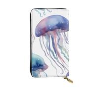 YYHWHJDE Portefeuille long en cuir de qualité avec imprimé méduses 3D aquarelle, conçu pour les filles et les femmes, élégant, 19 x 10,5 cm, Noir , Taille unique