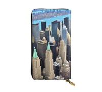 YYHWHJDE Portefeuille long en cuir de qualité avec imprimé paysage de New York pour filles et femmes 19 x 10,5 cm, Noir , Taille unique