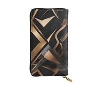 YYHWHJDE Portefeuille long en cuir de qualité avec imprimé pierre dorée et noire conçu pour les filles et les femmes à la mode, élégant, 19 x 10,5 cm, noir, taille unique