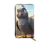 YYHWHJDE Portefeuille long en cuir de qualité avec imprimé pigeon de dessin animé conçu pour les filles et les femmes tendance 19 x 10,5 cm, Noir , Taille unique