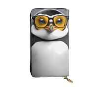 YYHWHJDE Portefeuille long en cuir de qualité avec imprimé pingouin avec lunettes pour filles et femmes, 19 x 10,5 cm, Noir , Taille unique