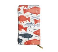 YYHWHJDE Portefeuille long en cuir de qualité avec imprimé poisson mignon conçu pour les filles et les femmes tendance 19 x 10,5 cm, Noir , Taille unique