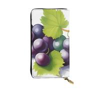 YYHWHJDE Portefeuille long en cuir de qualité avec imprimé raisins violets et verts pour filles et femmes 19 x 10,5 cm, Noir , Taille unique