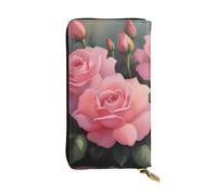 YYHWHJDE Portefeuille long en cuir de qualité avec imprimé roses roses pour filles et femmes tendance 19 x 10,5 cm, Noir , Taille unique