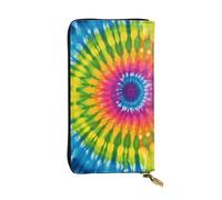 YYHWHJDE Portefeuille long en cuir de qualité avec imprimé tie-dye arc-en-ciel, conçu pour les filles et les femmes, élégant 19 x 10,5 cm, Noir , Taille unique
