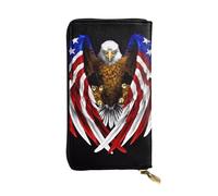 YYHWHJDE Portefeuille long en cuir de qualité avec motif aigle patriotique des États-Unis - Conçu pour les filles et les femmes - Élégant - 19 x 10,5 cm, Noir , Taille unique