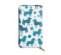 YYHWHJDE Portefeuille long en cuir de qualité avec motif caniche bleu à pois - 19 x 10,5 cm, Noir , Taille unique