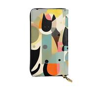 YYHWHJDE Portefeuille long en cuir de qualité avec motif chat d'art moderne du milieu du siècle, conçu pour les filles et les femmes, élégant 19 x 10,5 cm, Noir , Taille unique