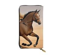 YYHWHJDE Portefeuille long en cuir de qualité avec motif cheval qui court dans le désert et tempête de sable - 19 x 10,5 cm, Noir , Taille unique