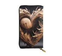 YYHWHJDE Portefeuille long en cuir de qualité avec motif cœur en bois conçu pour les filles et les femmes tendance 19 x 10,5 cm, Noir , Taille unique