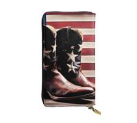 YYHWHJDE Portefeuille long en cuir de qualité avec motif drapeau américain avec bottes de cowboy pour filles et femmes 19 x 10,5 cm, Noir , Taille unique