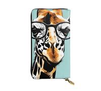 YYHWHJDE Portefeuille long en cuir de qualité avec motif girafe avec lunettes pour filles et femmes 19 x 10,5 cm, Noir , Taille unique