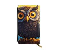 YYHWHJDE Portefeuille long en cuir de qualité avec motif hibou aux yeux jaunes pour filles et femmes 19 x 10,5 cm, Noir , Taille unique