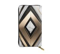 YYHWHJDE Portefeuille long en cuir de qualité avec motif marbre et feuille d'or noir et blanc, conçu pour les filles et les femmes, élégant, 19 x 10,5 cm, noir, taille unique