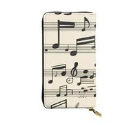 YYHWHJDE Portefeuille long en cuir de qualité avec motif notes de musique vintage pour filles et femmes 19 x 10,5 cm, Noir , Taille unique