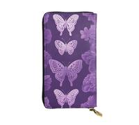 YYHWHJDE Portefeuille long en cuir de qualité avec motif papillons violets pour filles et femmes 19 x 10,5 cm, Noir , Taille unique