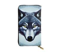 YYHWHJDE Portefeuille long en cuir de qualité avec motif tête de loup féroce, conçu pour les filles et les femmes, élégant 19 x 10,5 cm, Noir , Taille unique