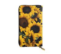 YYHWHJDE Portefeuille long en cuir de qualité avec motif tournesol sur image B noire pour filles et femmes 19 x 10,5 cm, Noir , Taille unique