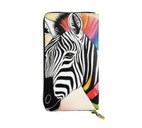 YYHWHJDE Portefeuille long en cuir de qualité avec motif zèbre arc-en-ciel coloré conçu pour les filles et les femmes tendance 19 x 10,5 cm, Noir , Taille unique