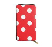 YYHWHJDE Portefeuille long en cuir de qualité imprimé à pois rouges et blancs pour filles et femmes 19 x 10,5 cm, Noir , Taille unique