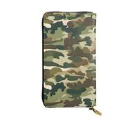 YYHWHJDE Portefeuille long en cuir de qualité imprimé camouflage Woodland pour filles et femmes, élégant, 19 x 10,5 cm, Noir , Taille unique